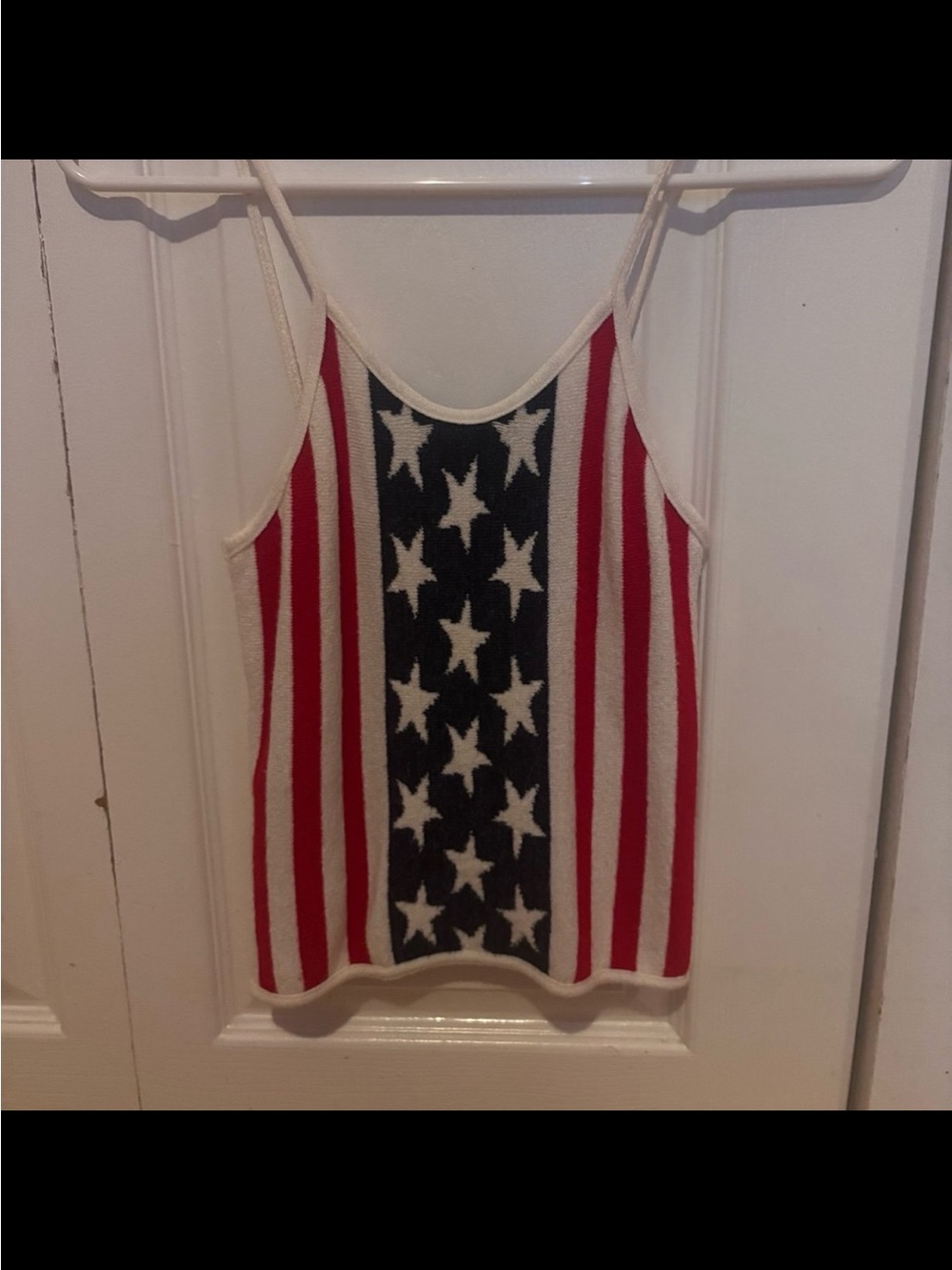 Vertigo Paris Striped Star Knit Crop Tank in Red, White & Blue